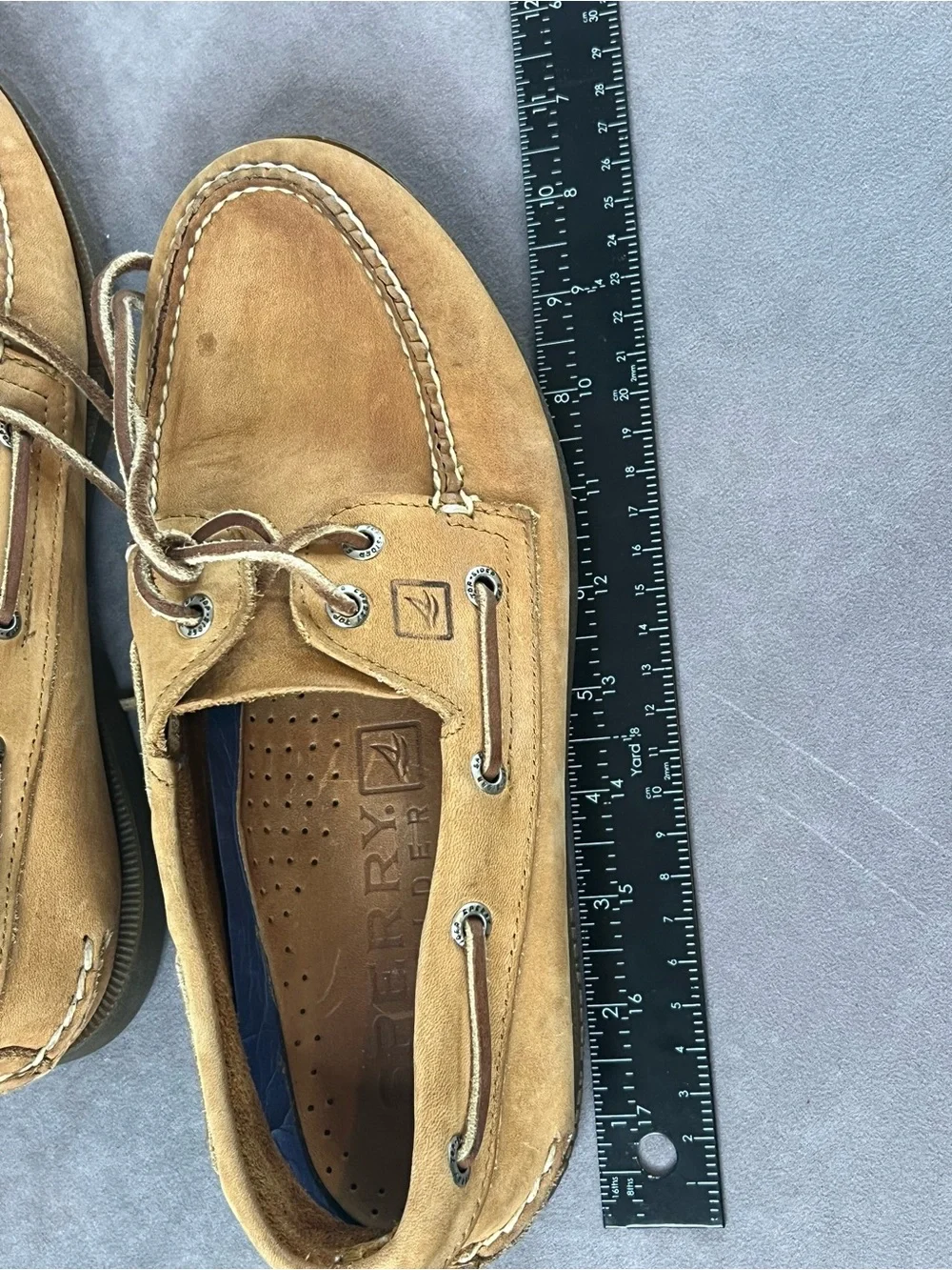 Sperry Tan/Light Brown Leather Moc Toe Boat Shoes